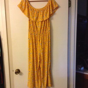No Comment Yellow Floral Jumpsuit
